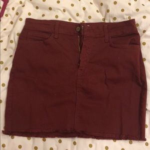 Burgundy denim skirt